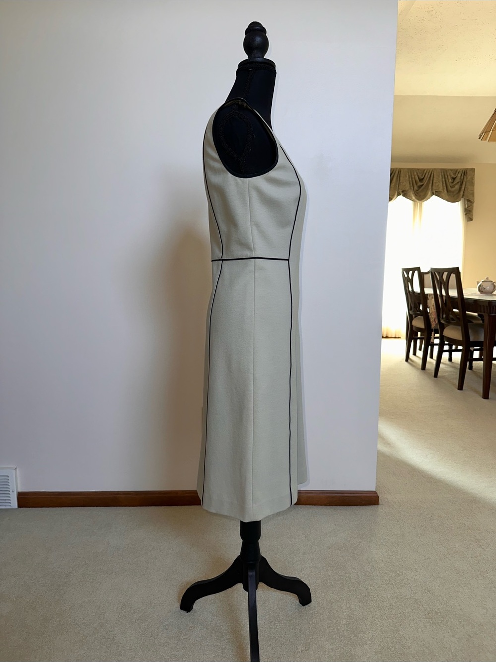 Donna Karan Gray Midi Dress with Black Piping - Picture 6 of 11